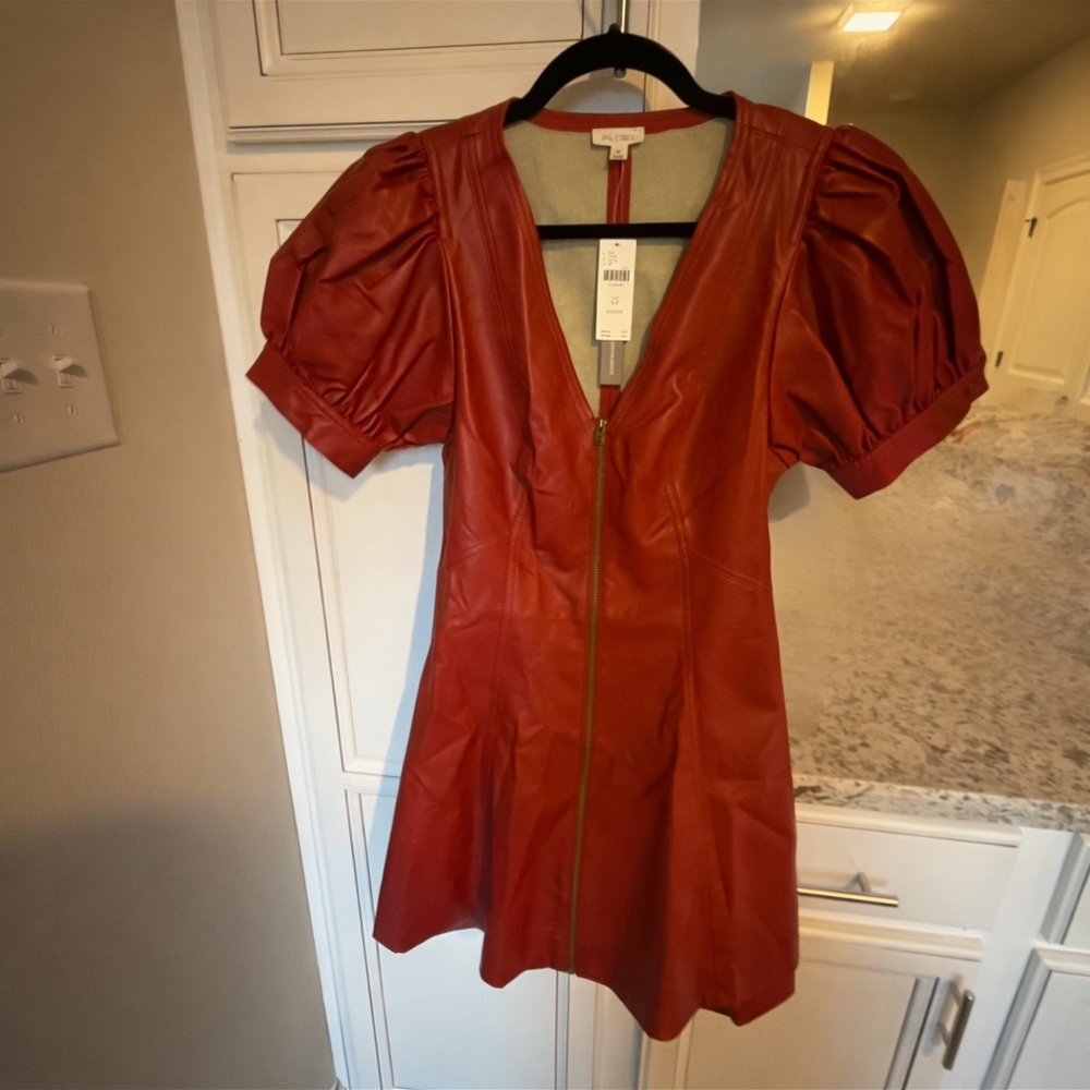 Pilcro Red Puff Sleeve Dress